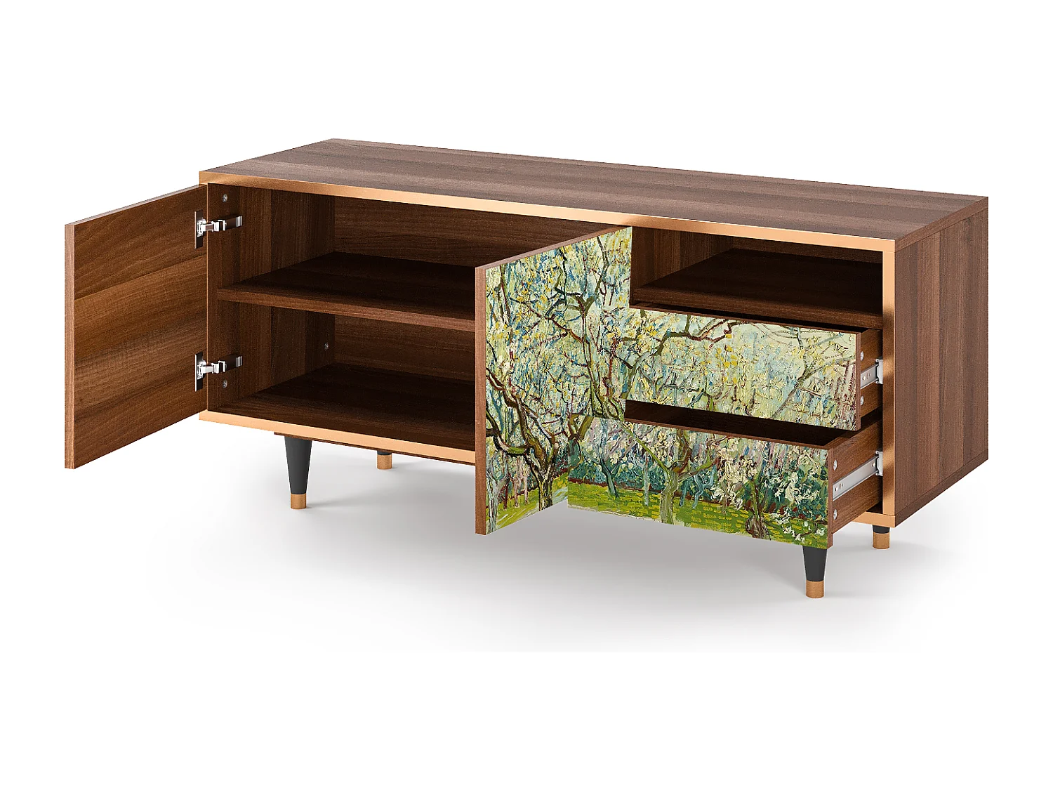 Mueble de TV - 125х56х41 cm - T7 - The Blanco Orchard, Nogal