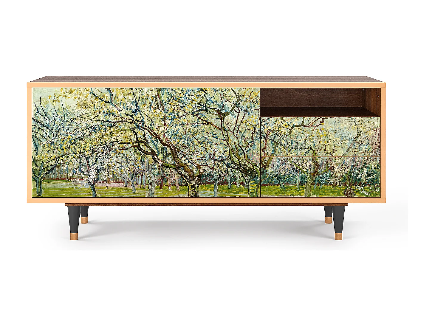 Mobile TV - 125х56х41 cm - T7 - The Bianco Orchard, Noce