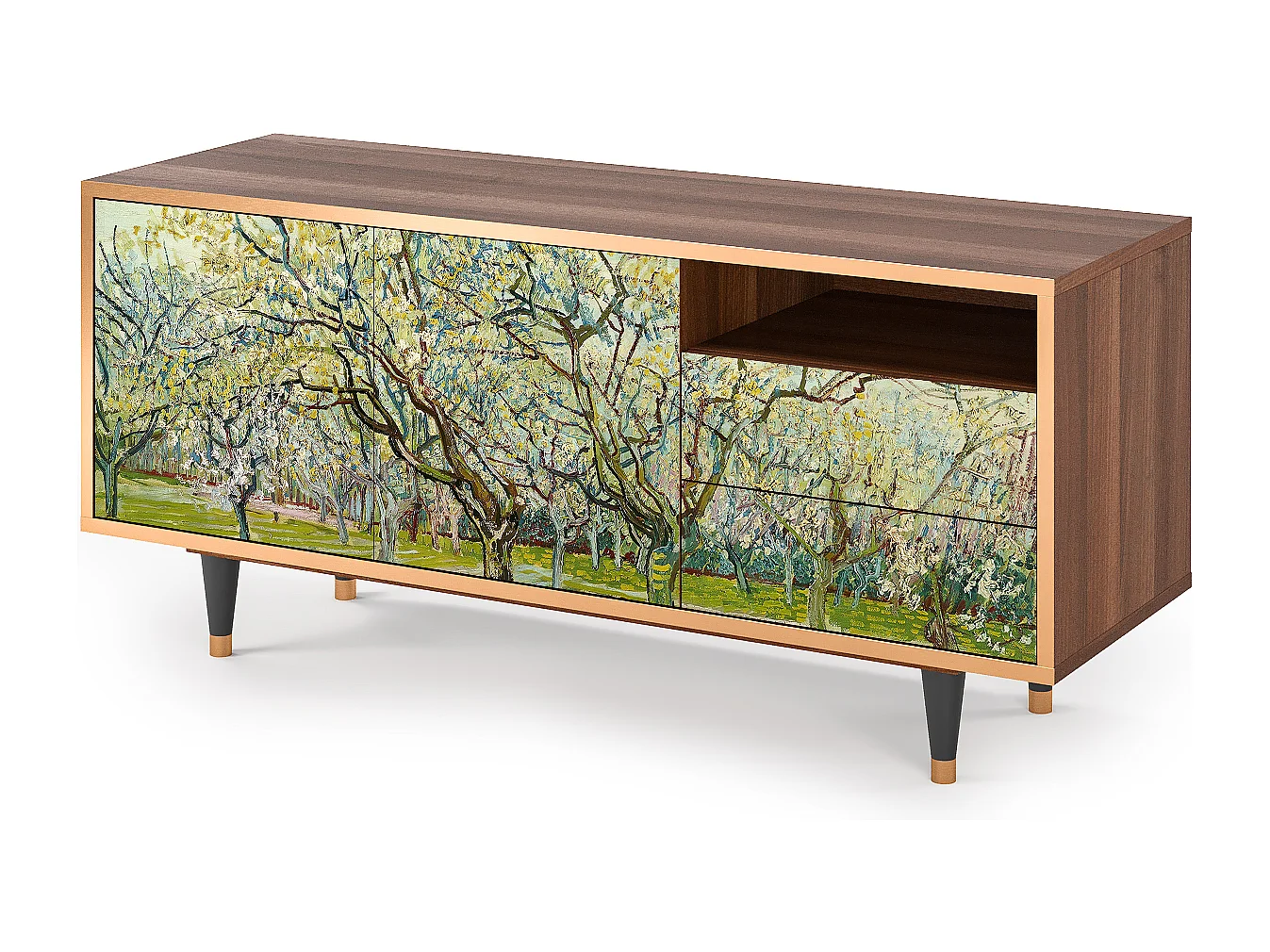 Mobile TV - 125х56х41 cm - T7 - The Bianco Orchard, Noce