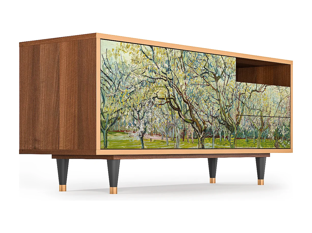 Mobile TV - 125х56х41 cm - T7 - The Bianco Orchard, Noce