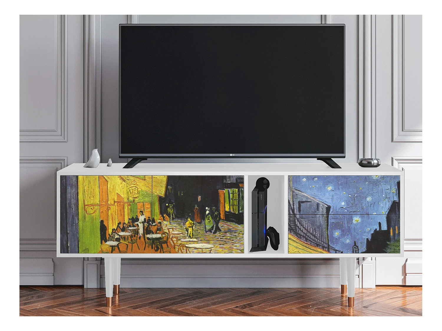 Mobile TV - 170х69х48 cm - T1 - Café Terrace at Night, Bianco