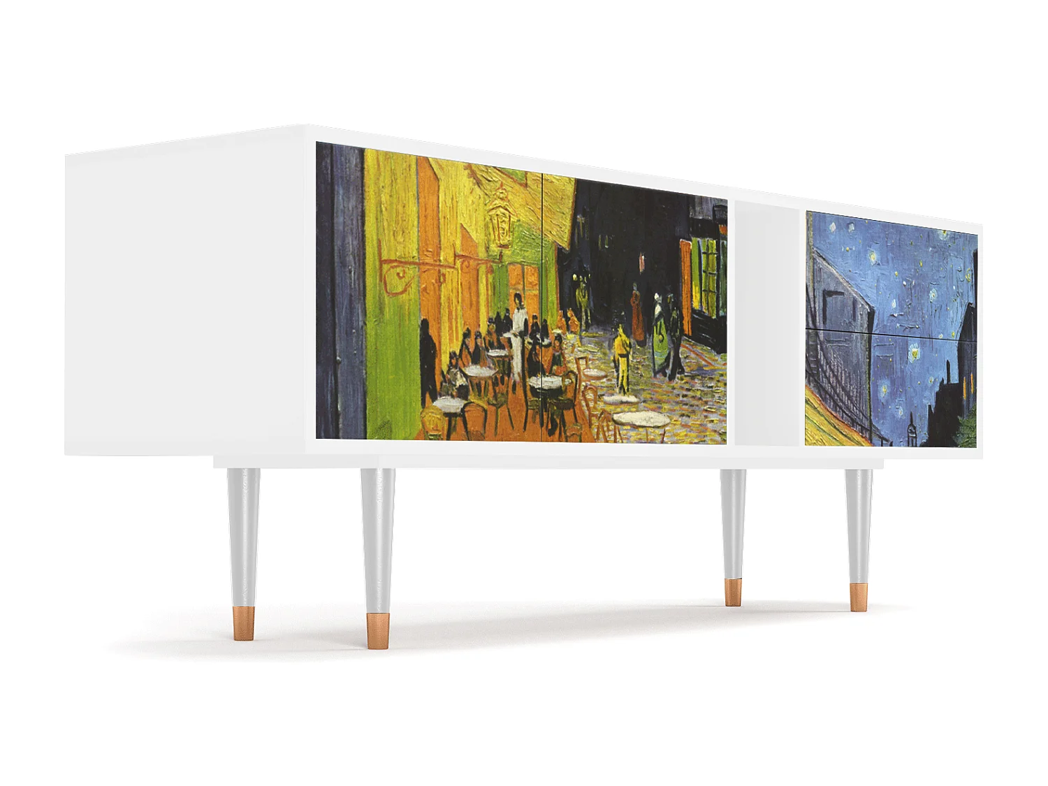 Mueble de TV - 170х69х48 cm - T1 - Café Terrace at Night, Blanco