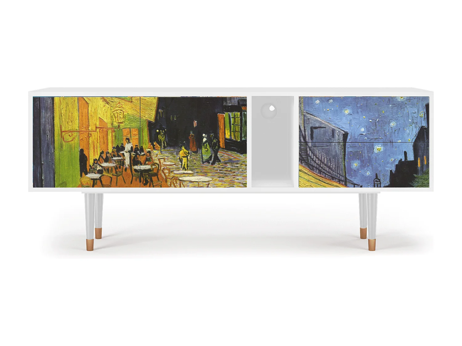 Szafka RTV - 170х69х48 cm - T1 - Café Terrace at Night, Biały