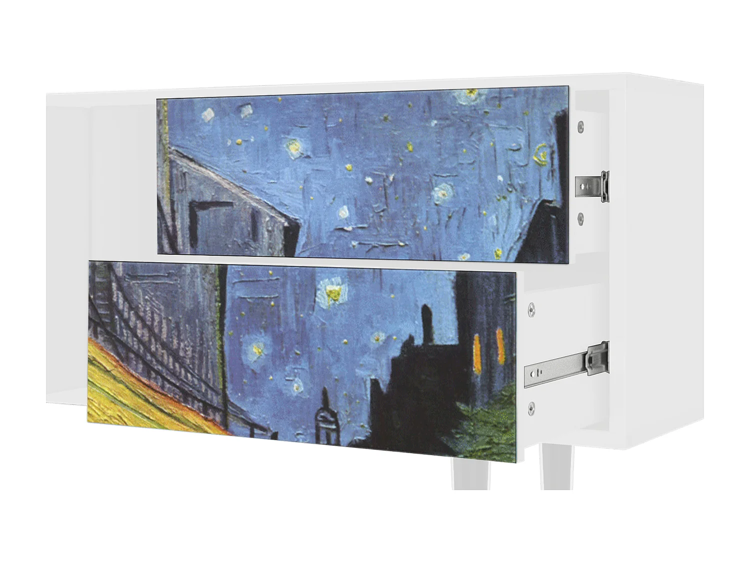 Szafka RTV - 170х69х48 cm - T1 - Café Terrace at Night, Biały