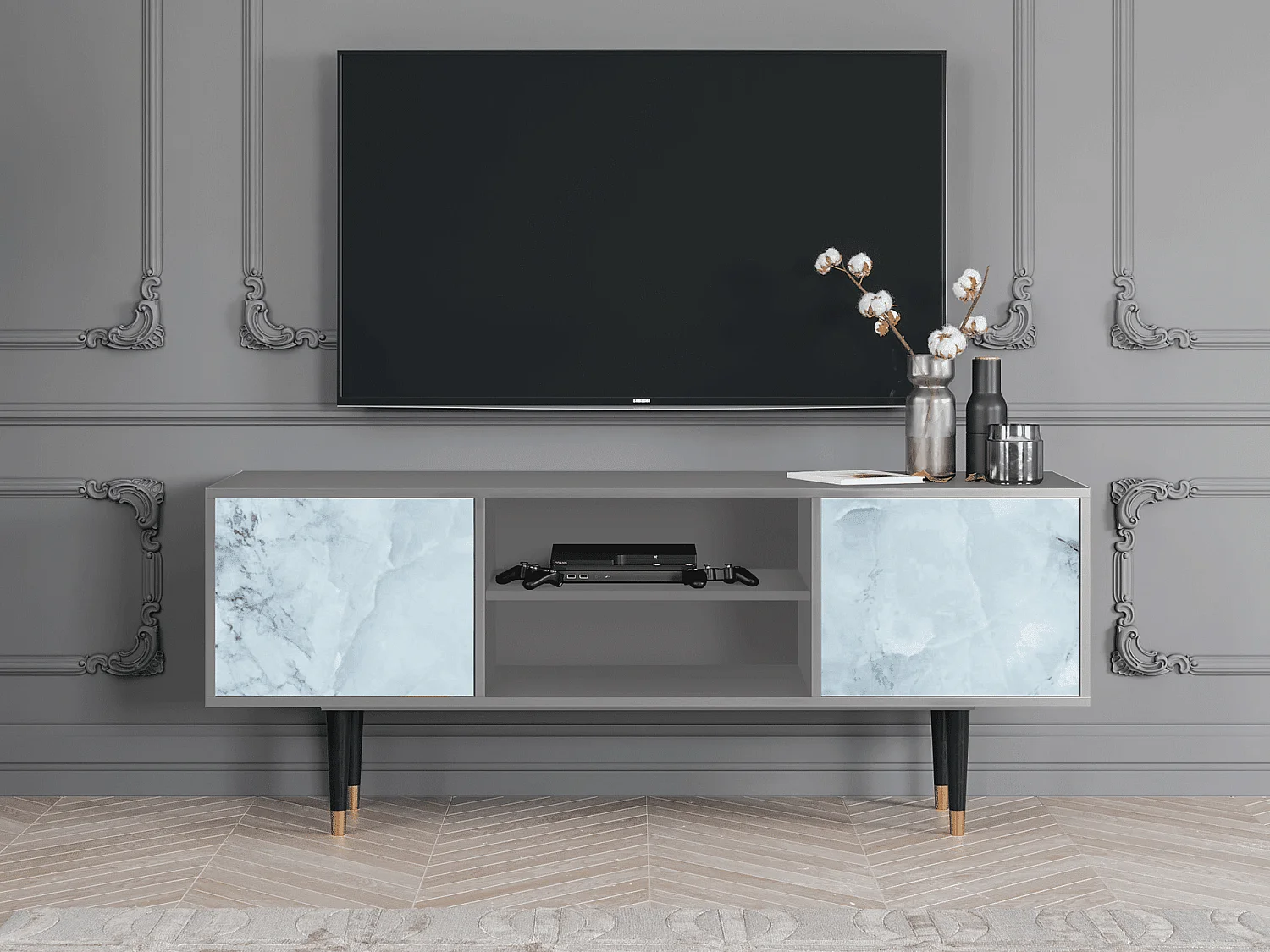 TV-Möbel - 170х69х48 cm - T2 - Glacial Colour, Grau