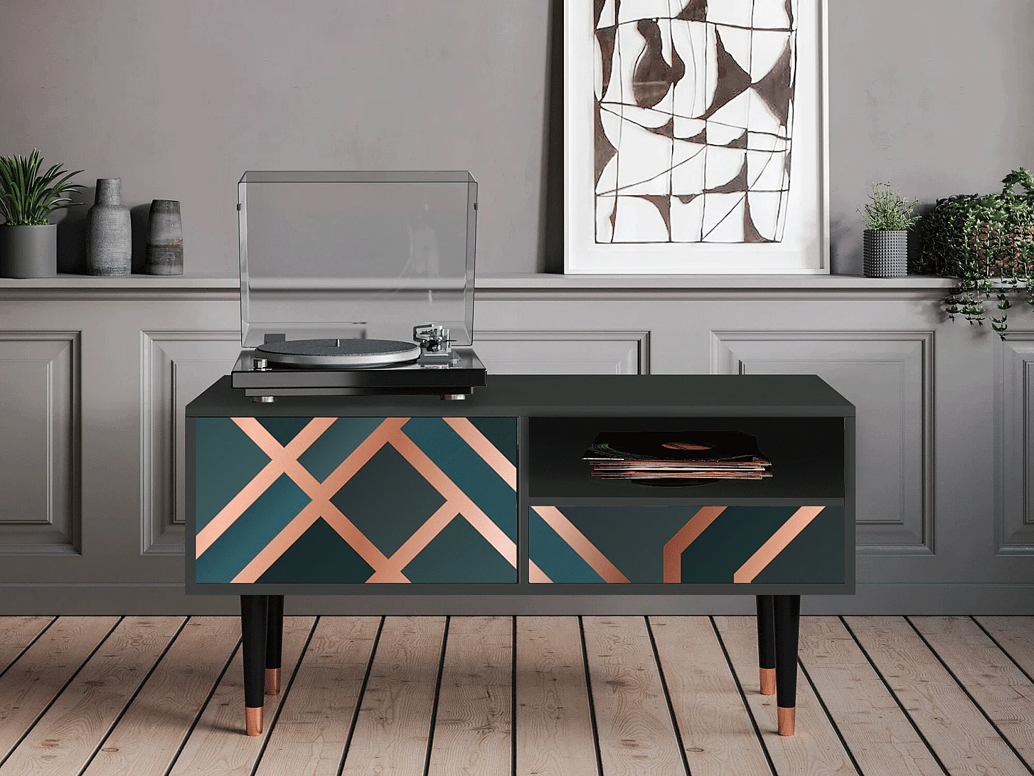 TV-meubel - 115х59х48 cm - T3 - Bronze Crossroad, Antraciet