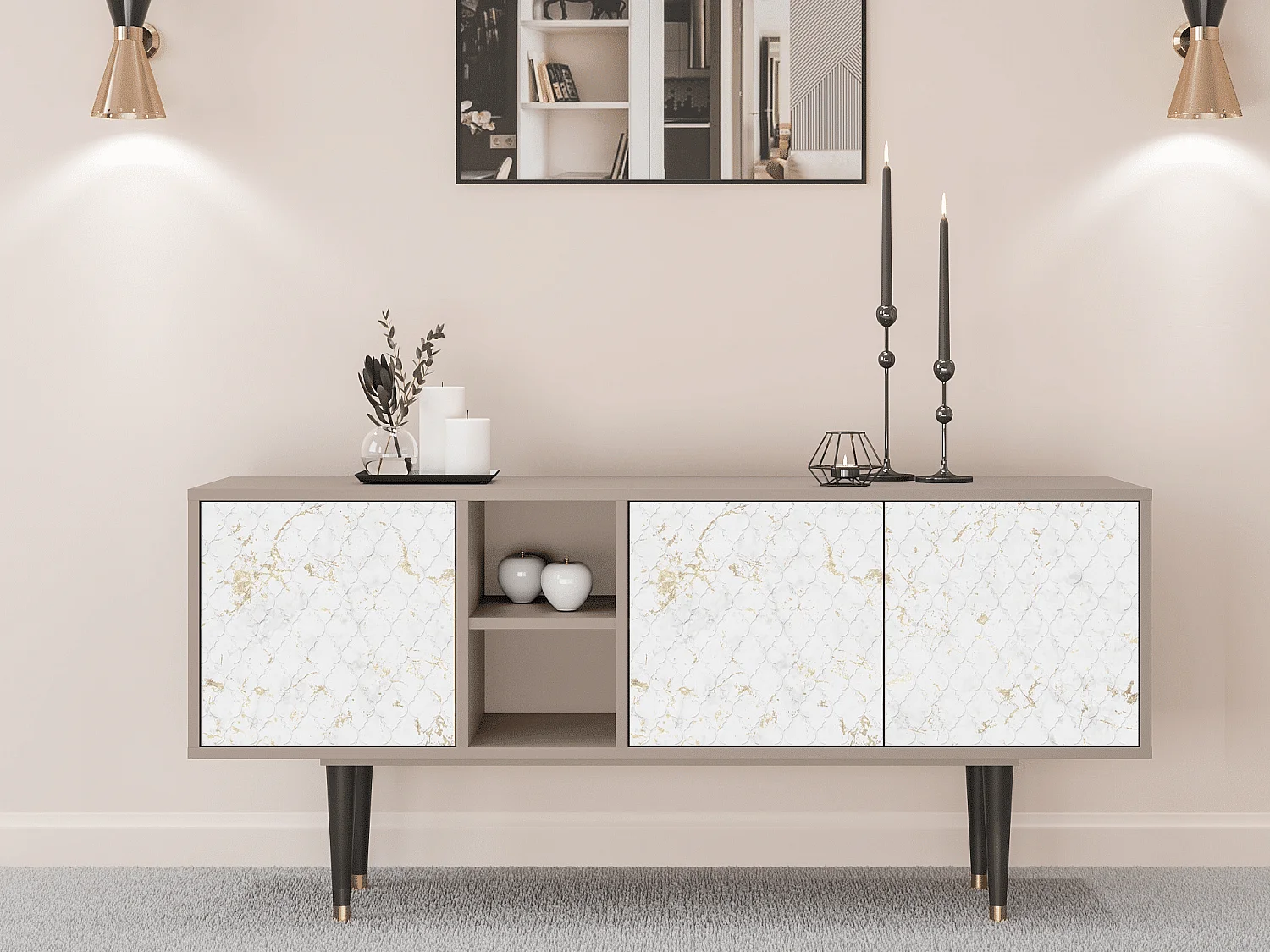 Meuble TV - 150х69х41 cm - T5 - Sweet Cotton, Latte