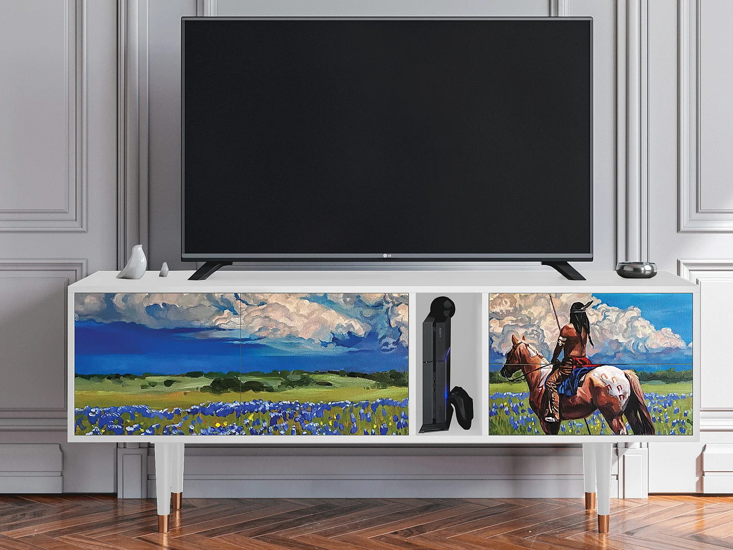 Mobile TV - 170х69х48 cm - T1 - Thunderheads by Dean, Bianco