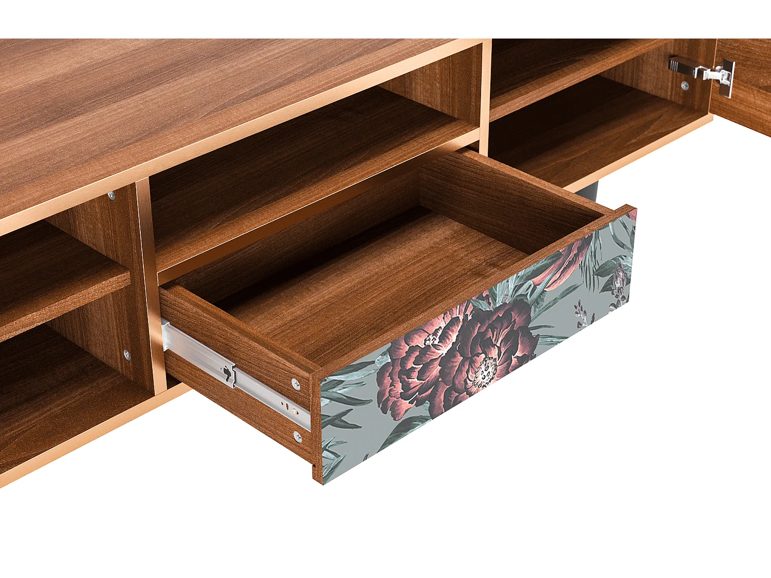 TV-meubel - 170х59х41 cm - T6 - Light Peonies, Walnoot