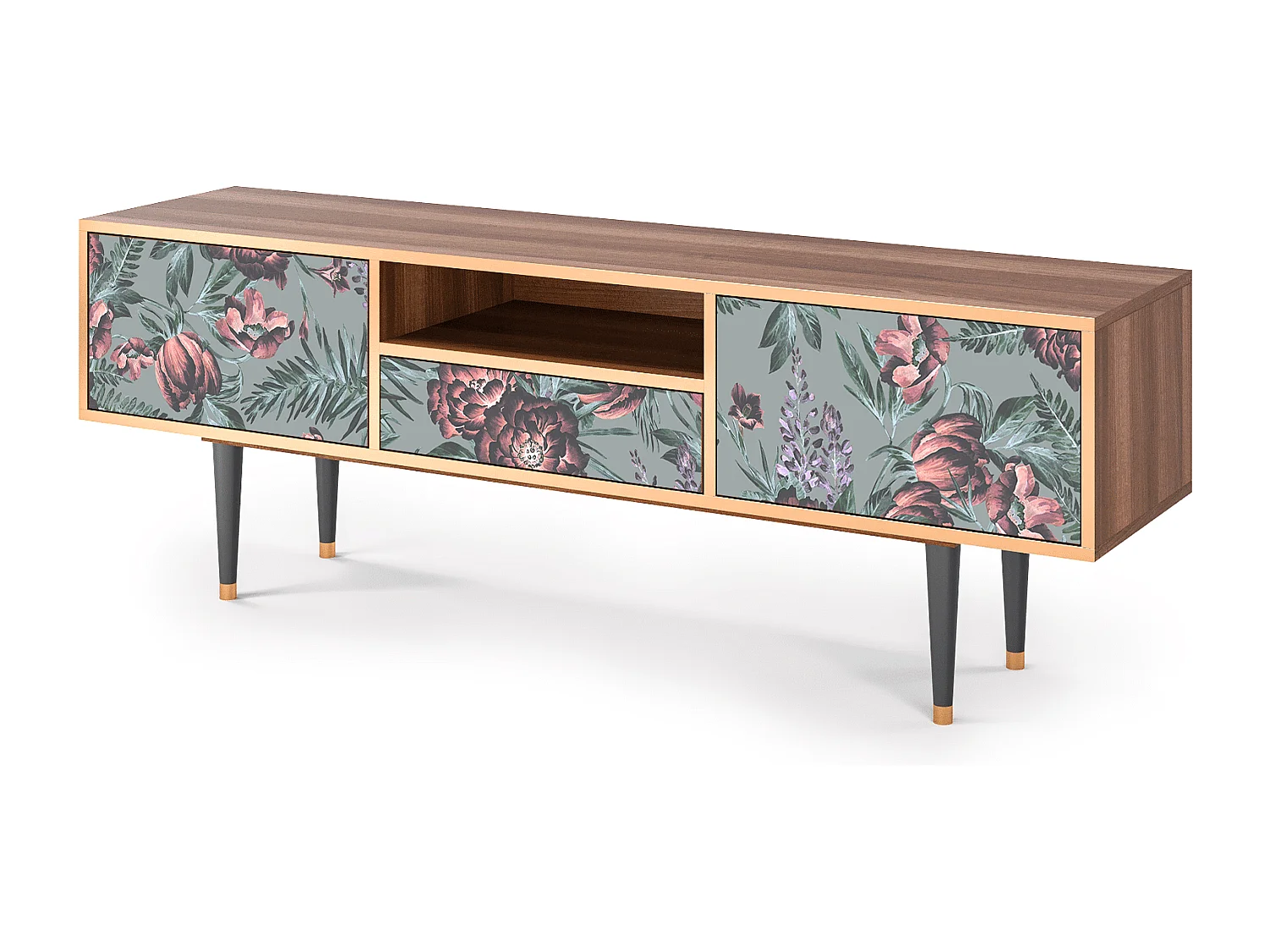 TV-Möbel - 170х59х41 cm - T6 - Light Peonies, Walnuss