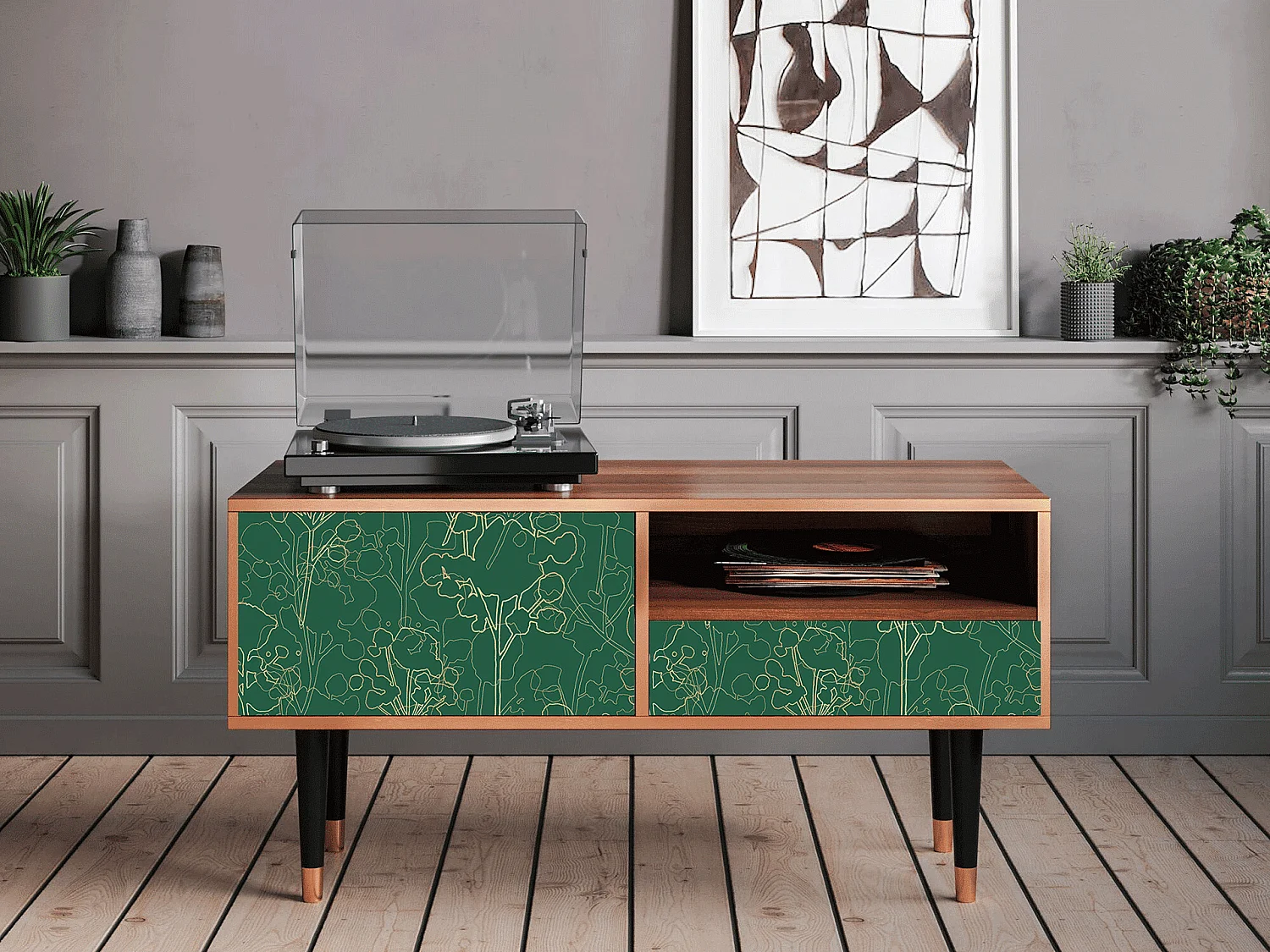 Mobile TV - 115х59х48 cm - T3 - Emerald Forest, Noce