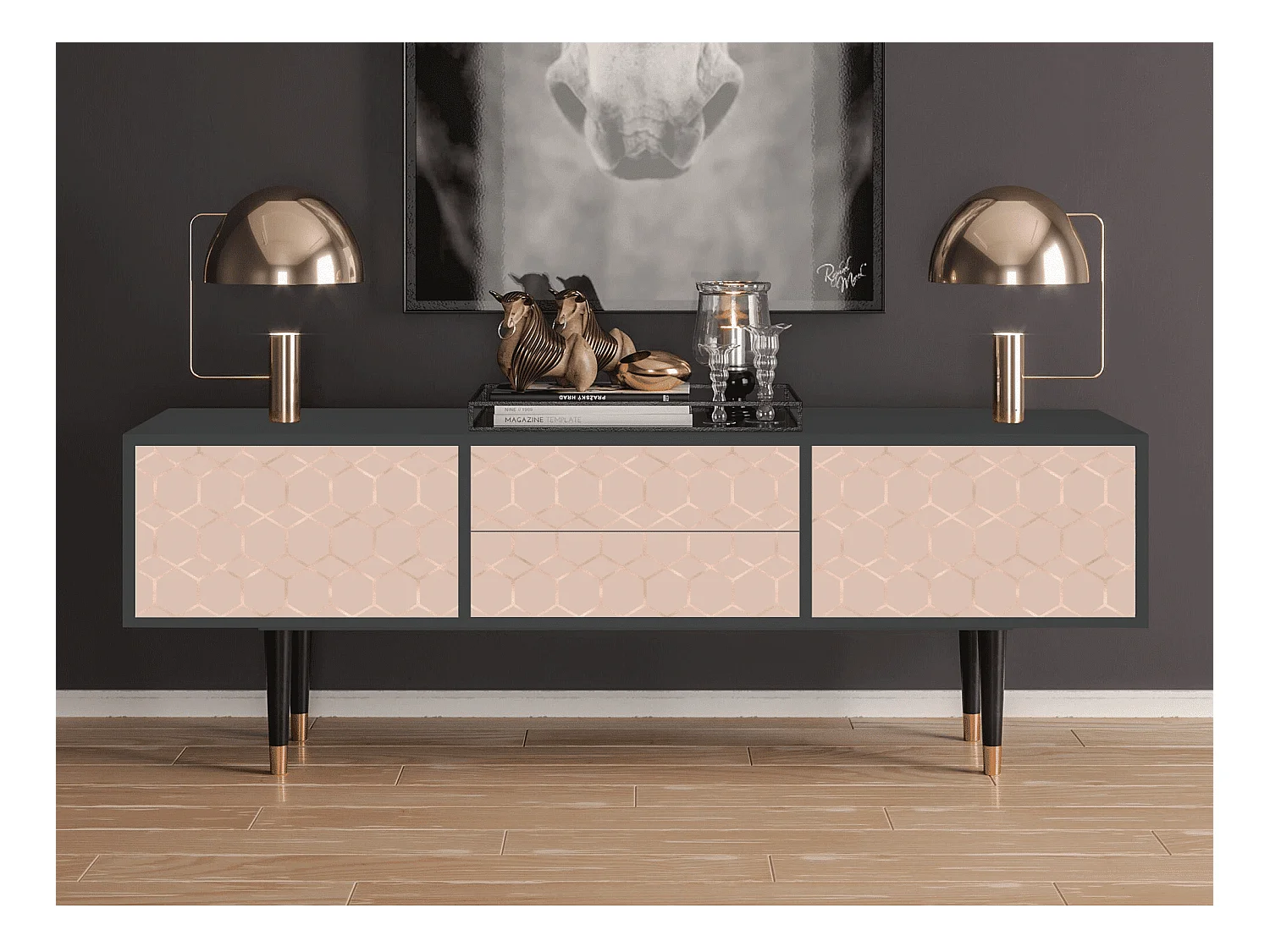Mobile TV - 170х59х48 cm - T4 - Rose Honeycomb, Antracite