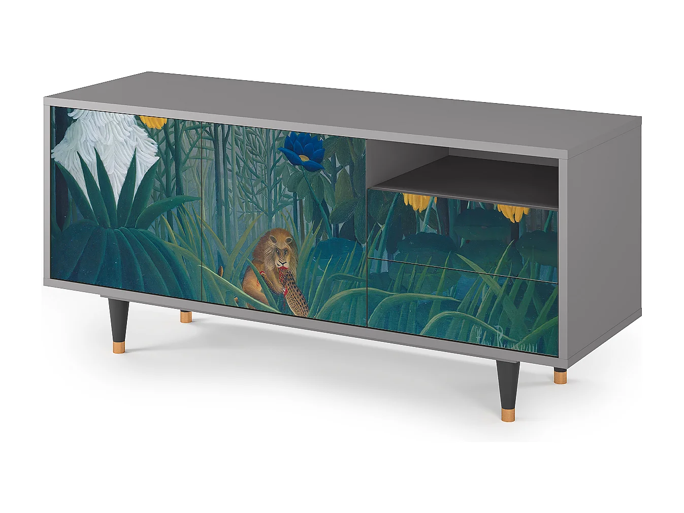 Meuble TV - 125х56х41 cm - T7 - The Repast of the Lion, Gris