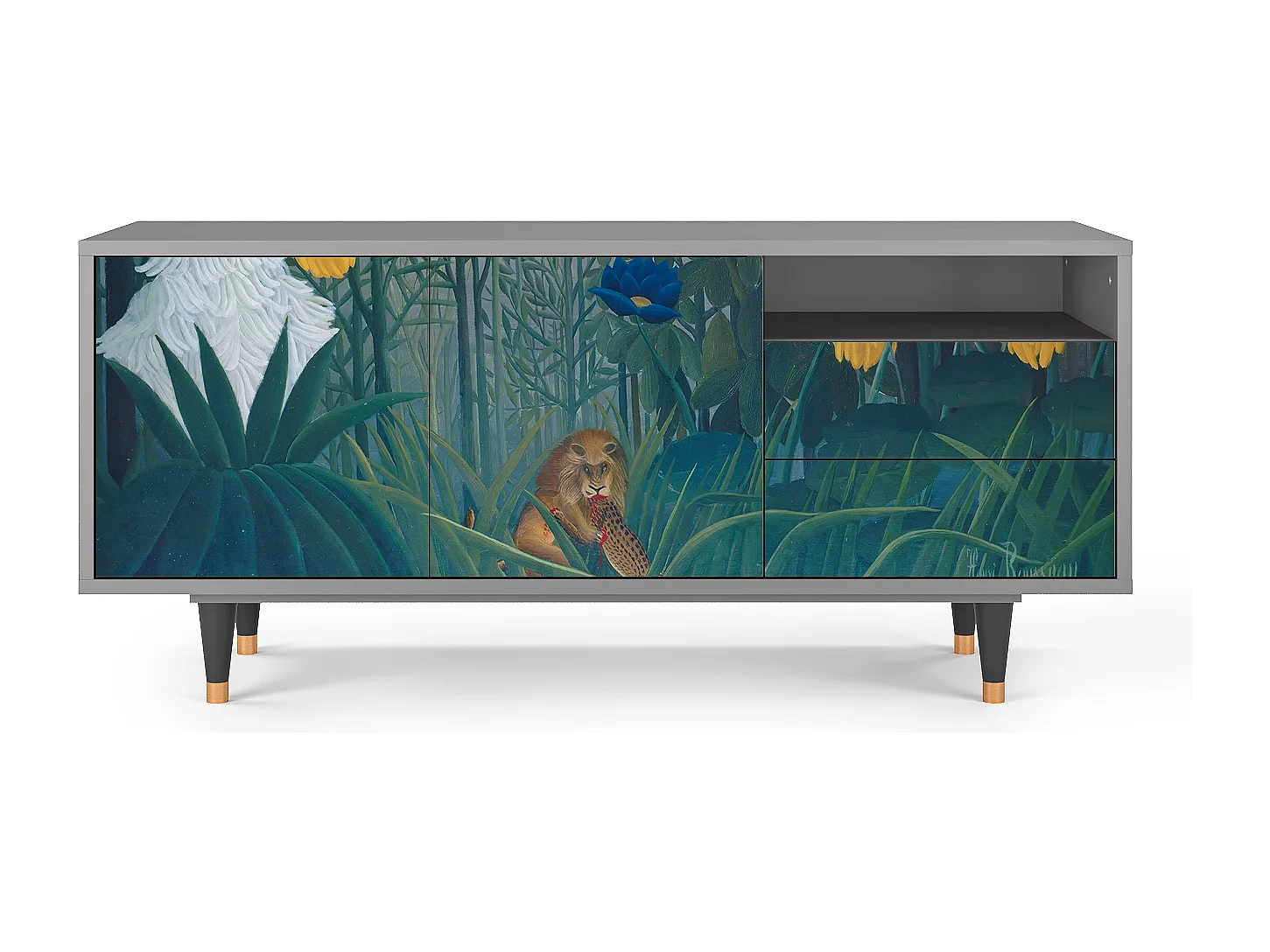 Mueble de TV - 125х56х41 cm - T7 - The Repast of the Lion, Cinza