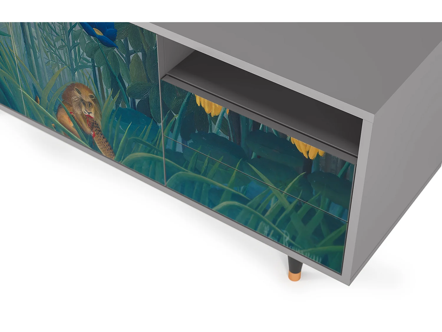 Mueble de TV - 125х56х41 cm - T7 - The Repast of the Lion, Cinza