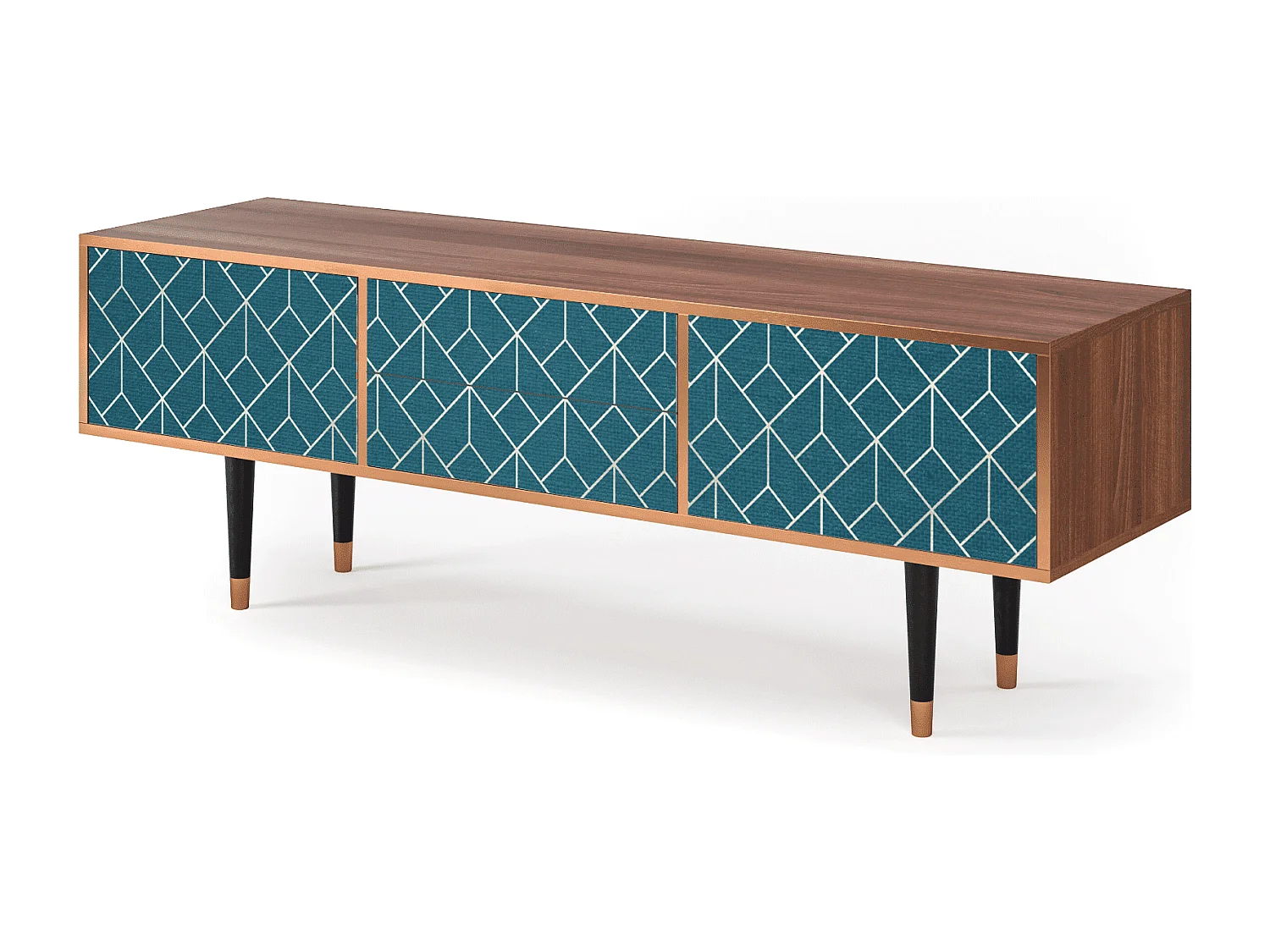 TV-Möbel - 170х59х48 cm - T4 - Turquoise Geometry, Walnuss