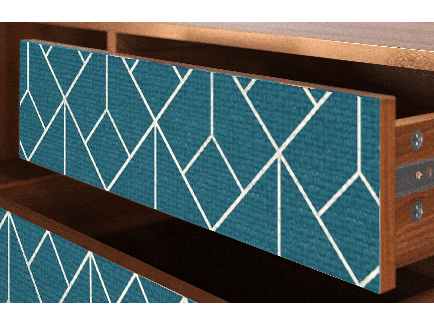 TV-Möbel - 170х59х48 cm - T4 - Turquoise Geometry, Walnuss