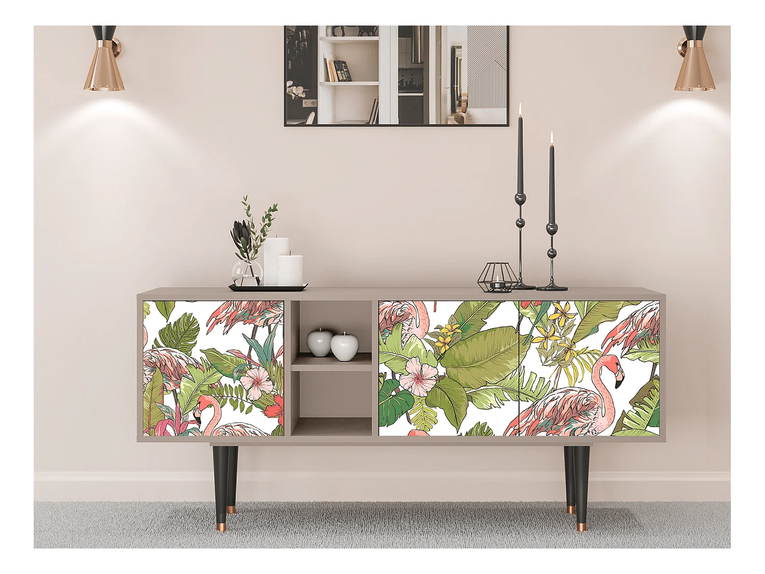 Meuble TV - 150х69х41 cm - T5 - Sweet Flamingo, Latte
