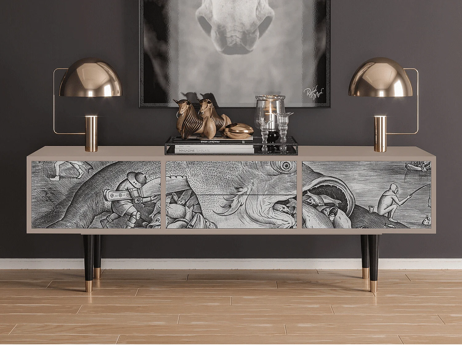 TV-Möbel - 170х59х48 cm - T4 - Big Fish Eat Little, Latte