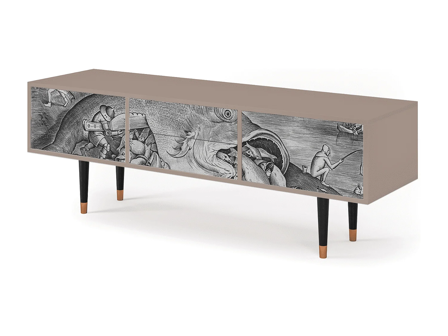 Mobile TV - 170х59х48 cm - T4 - Big Fish Eat Little, Latte