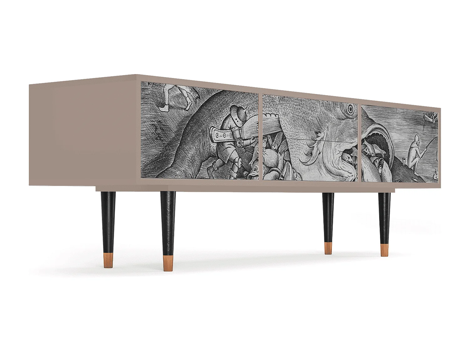 Mobile TV - 170х59х48 cm - T4 - Big Fish Eat Little, Latte