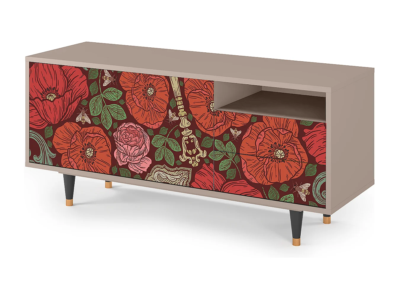 TV-Möbel - 125х56х41 cm - T7 - Poppy Garden, Latte