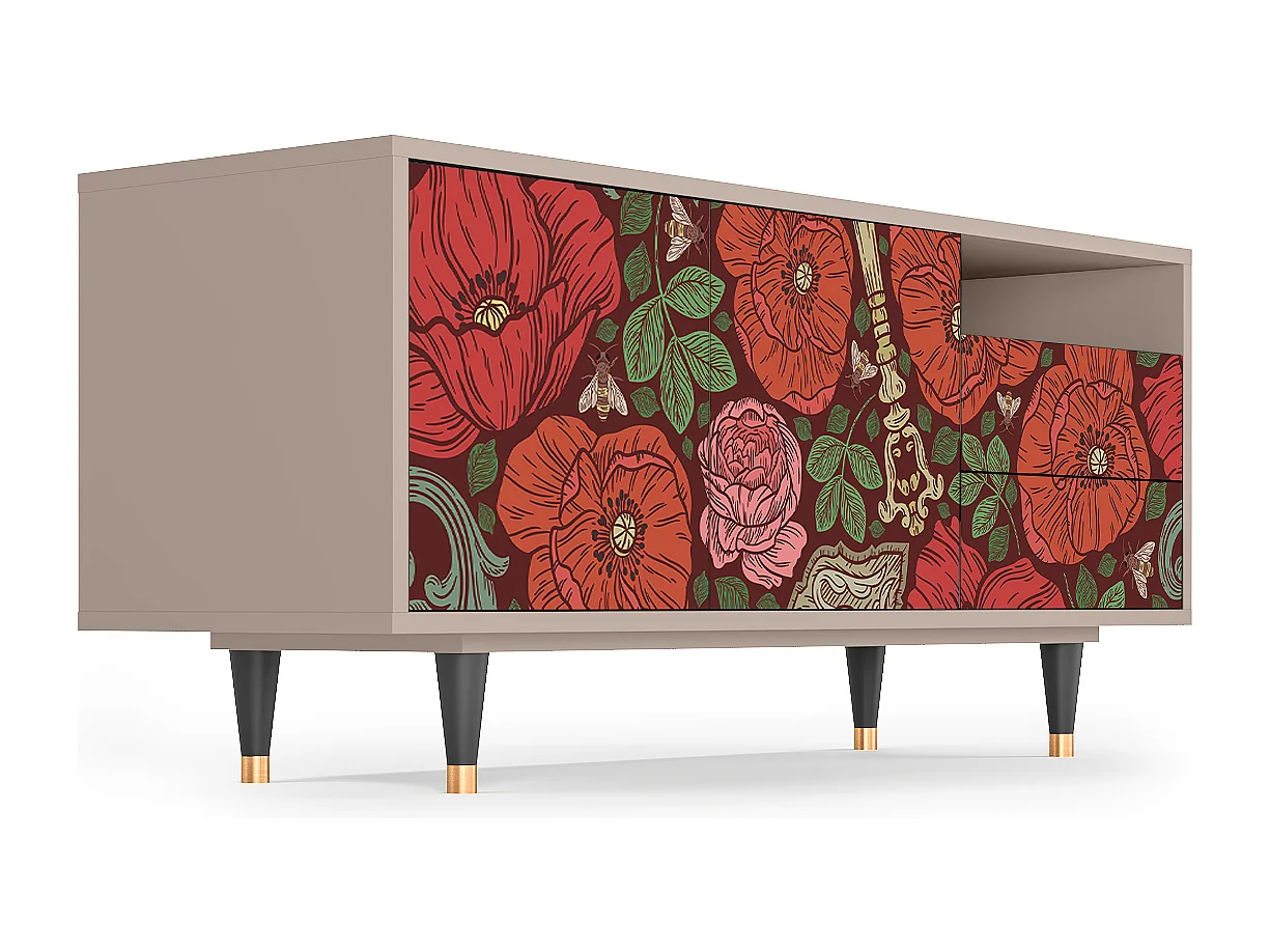 TV-Möbel - 125х56х41 cm - T7 - Poppy Garden, Latte