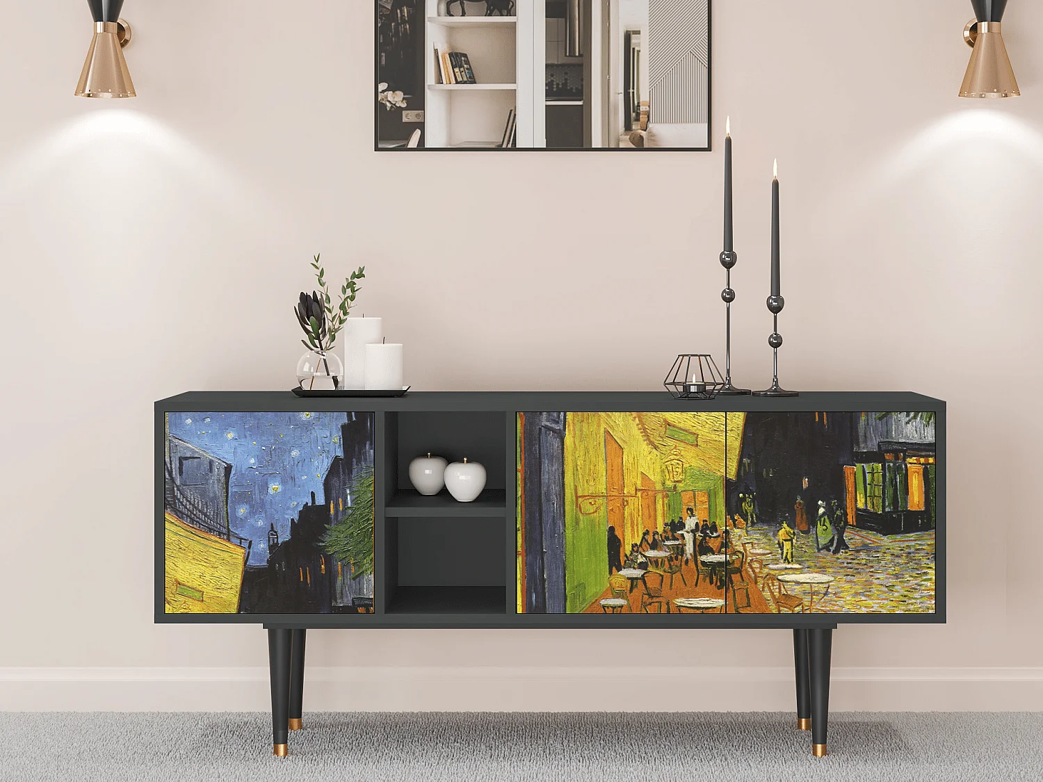 Meuble TV - 150х69х41 cm - T5 - Café Terrace at Night, Anthracite