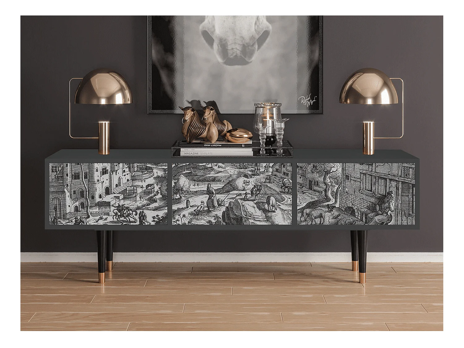 Meuble TV - 170х59х48 cm - T4 - Bird Dropping, Anthracite