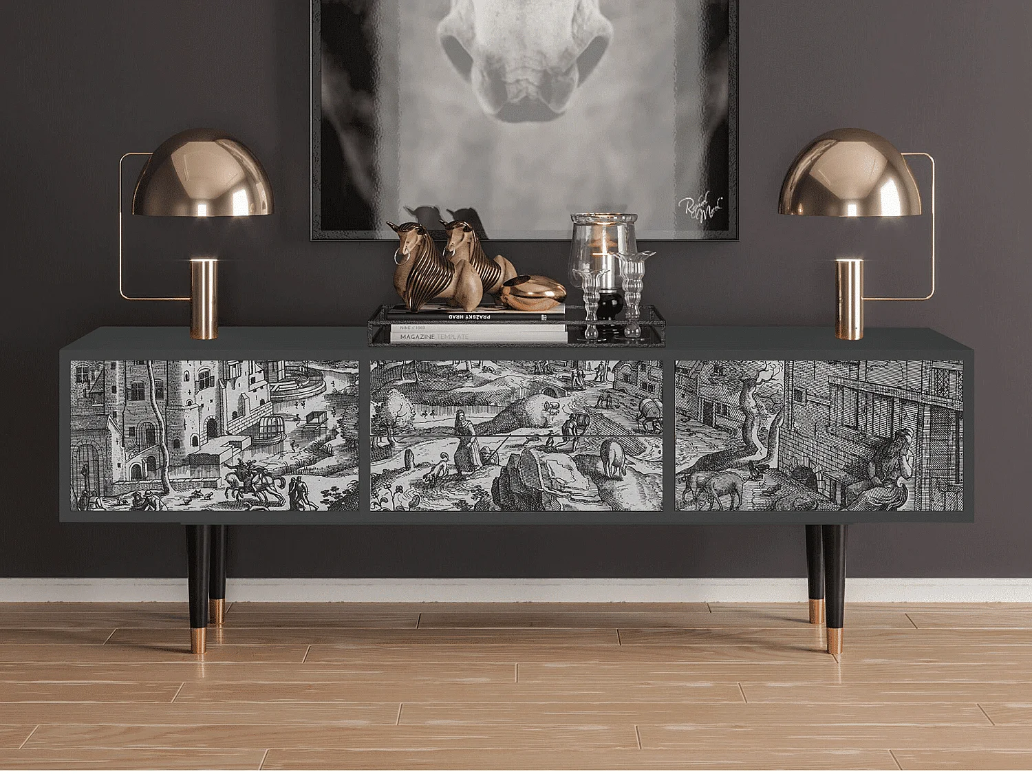 Meuble TV - 170х59х48 cm - T4 - Bird Dropping, Anthracite