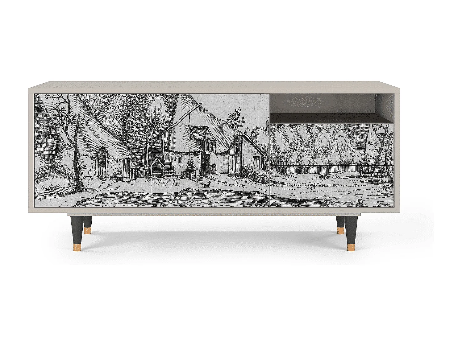 Mobile TV - 125х56х41 cm - T7 - Farms in a Village, Sabbia