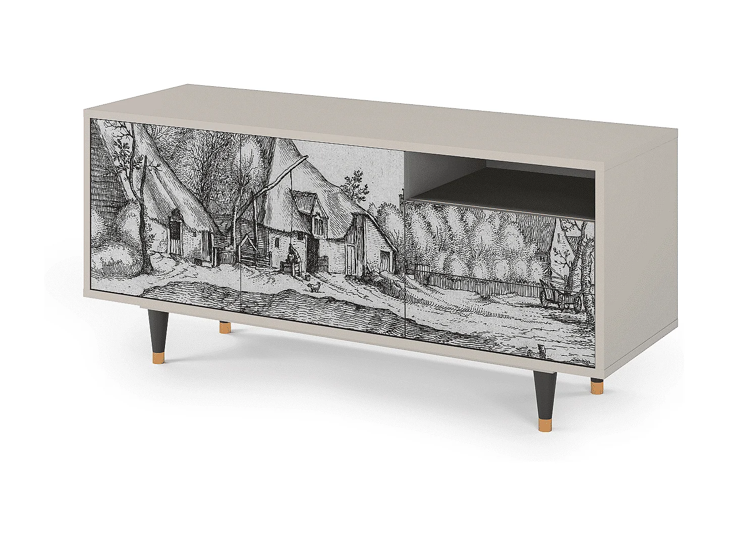 Mueble de TV - 125х56х41 cm - T7 - Farms in a Village, Areia