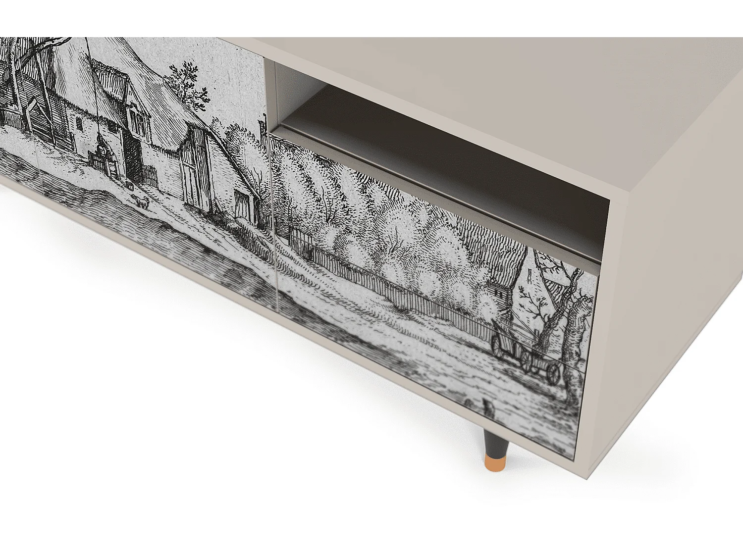 Mueble de TV - 125х56х41 cm - T7 - Farms in a Village, Areia