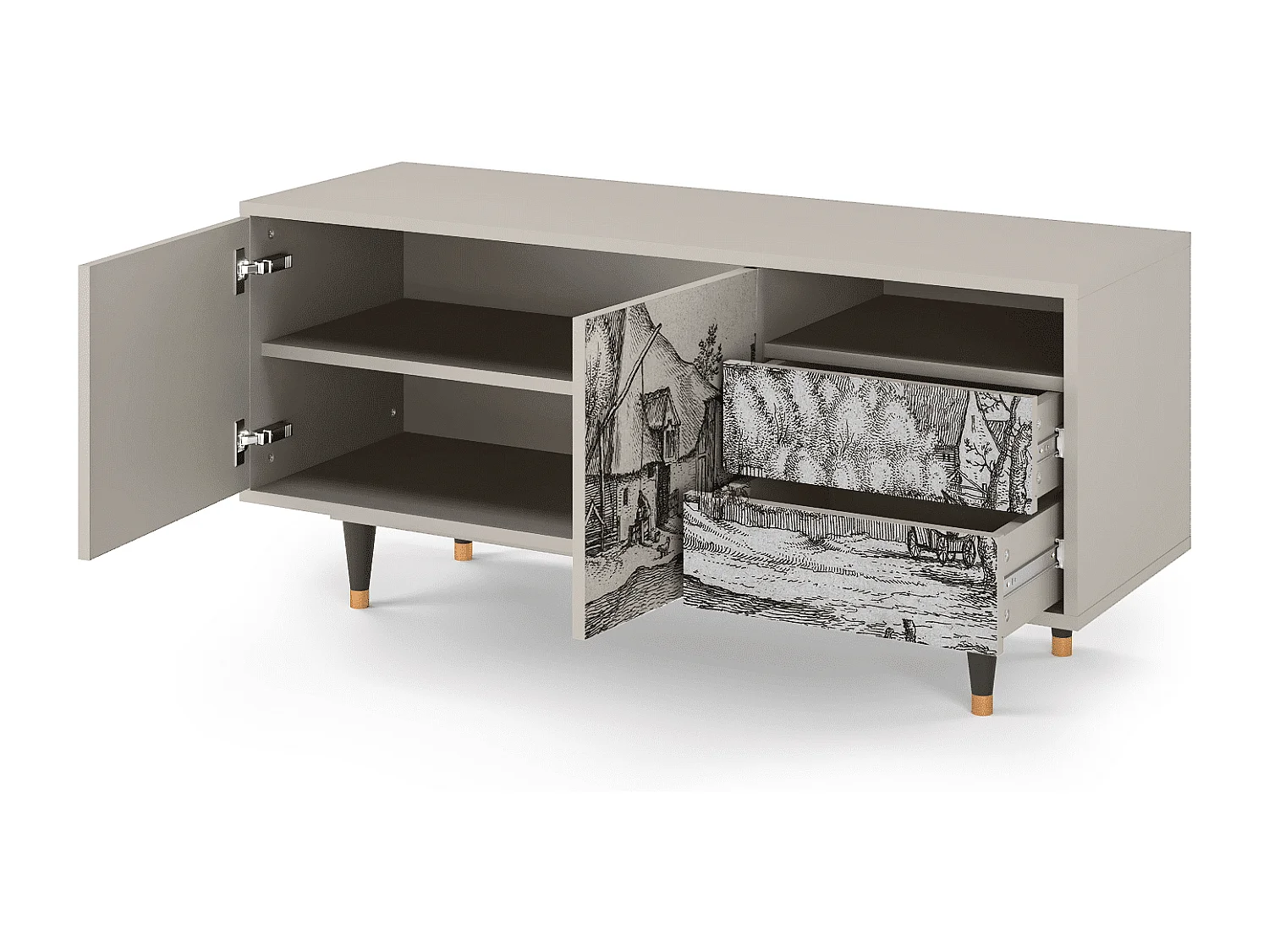 Mueble de TV - 125х56х41 cm - T7 - Farms in a Village, Areia