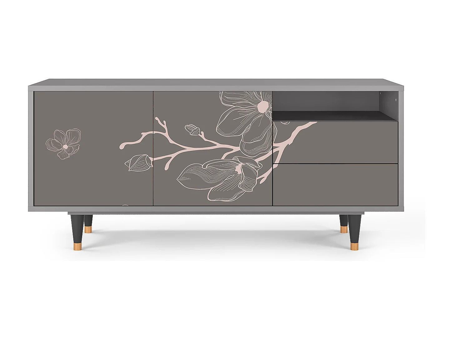 Mueble de TV - 125х56х41 cm - T7 - Cherry Blossom, Gris