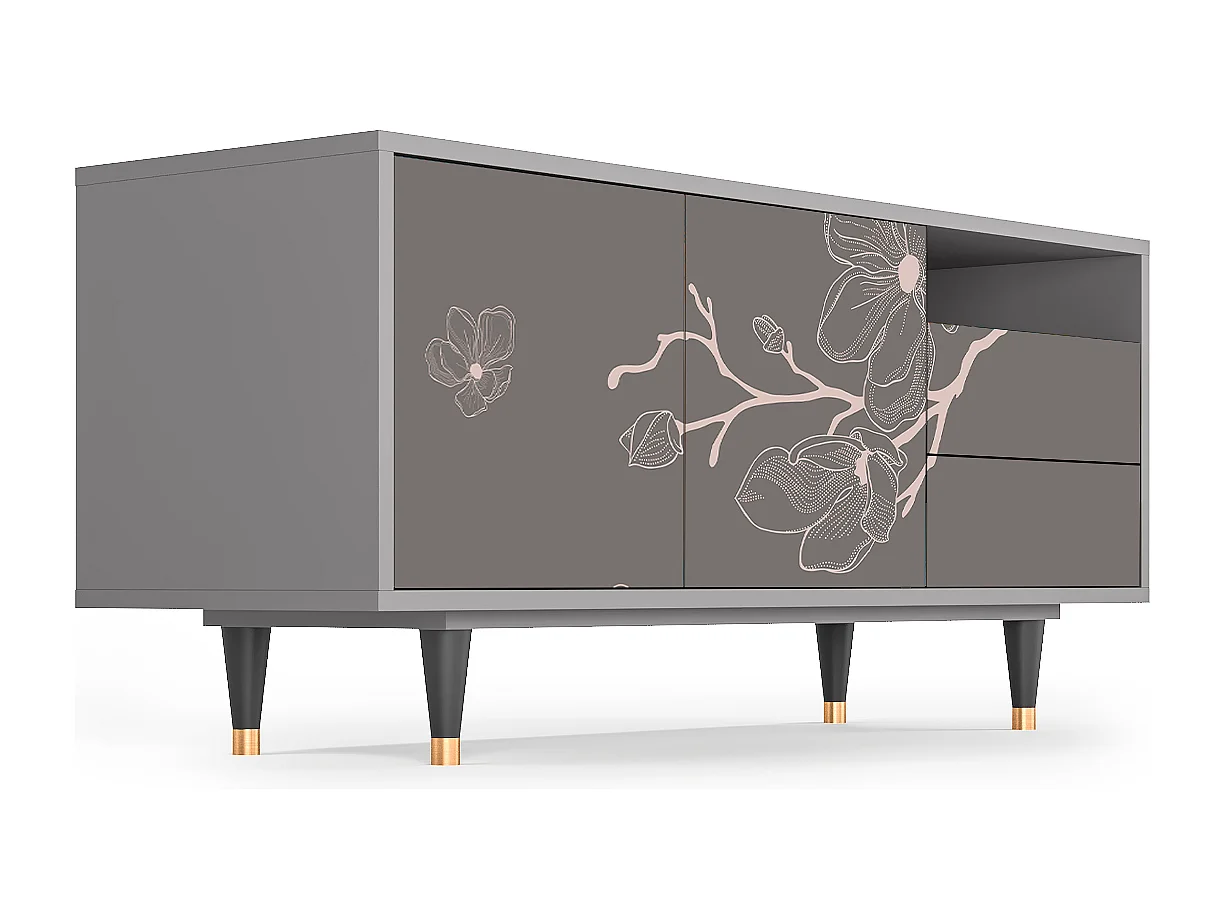 Mueble de TV - 125х56х41 cm - T7 - Cherry Blossom, Gris