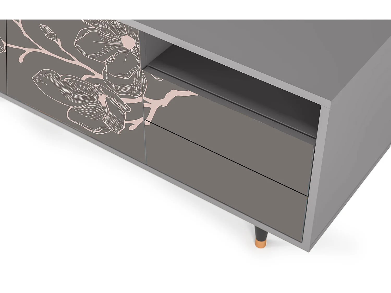 Mueble de TV - 125х56х41 cm - T7 - Cherry Blossom, Gris
