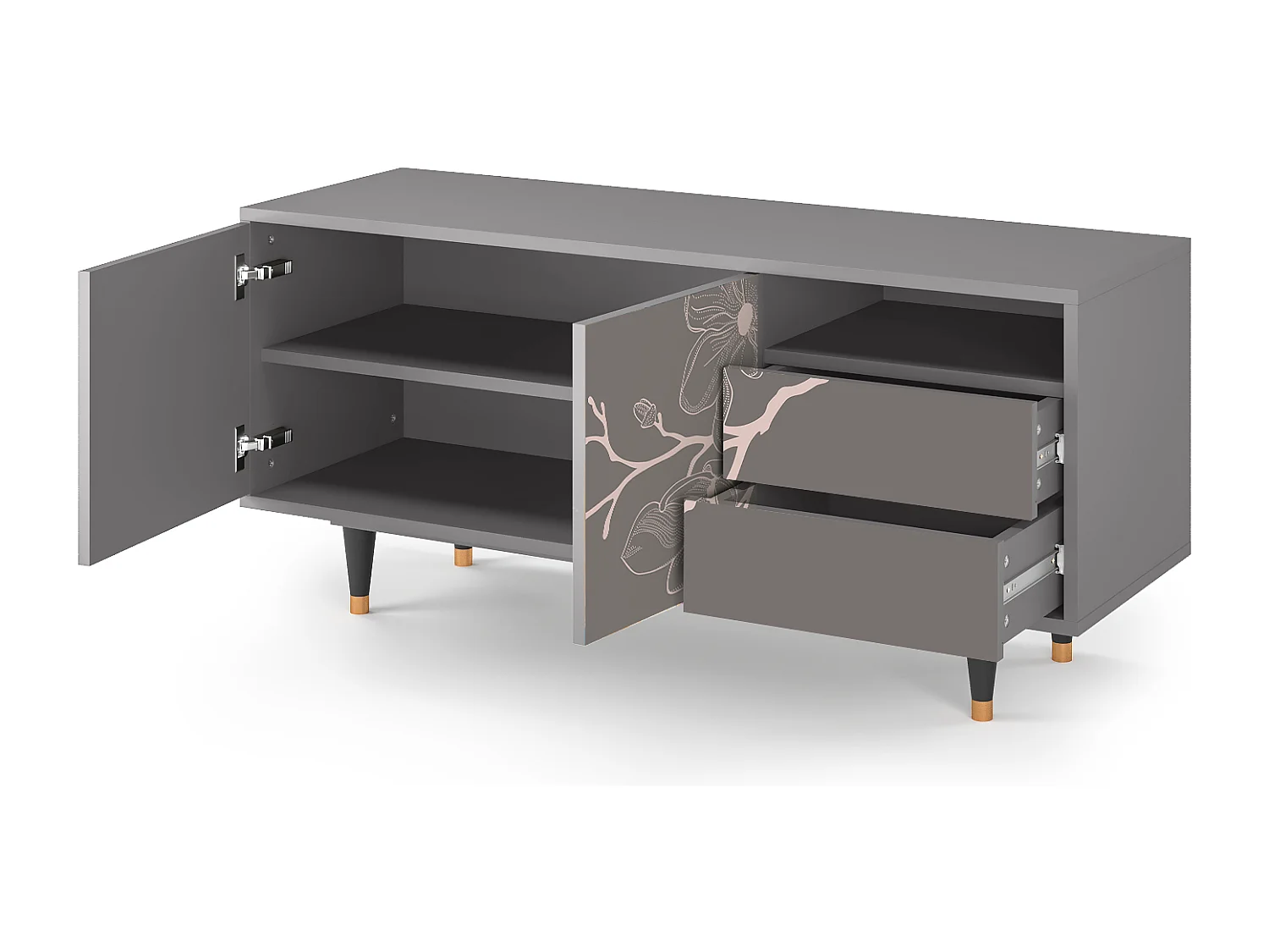 Mueble de TV - 125х56х41 cm - T7 - Cherry Blossom, Gris