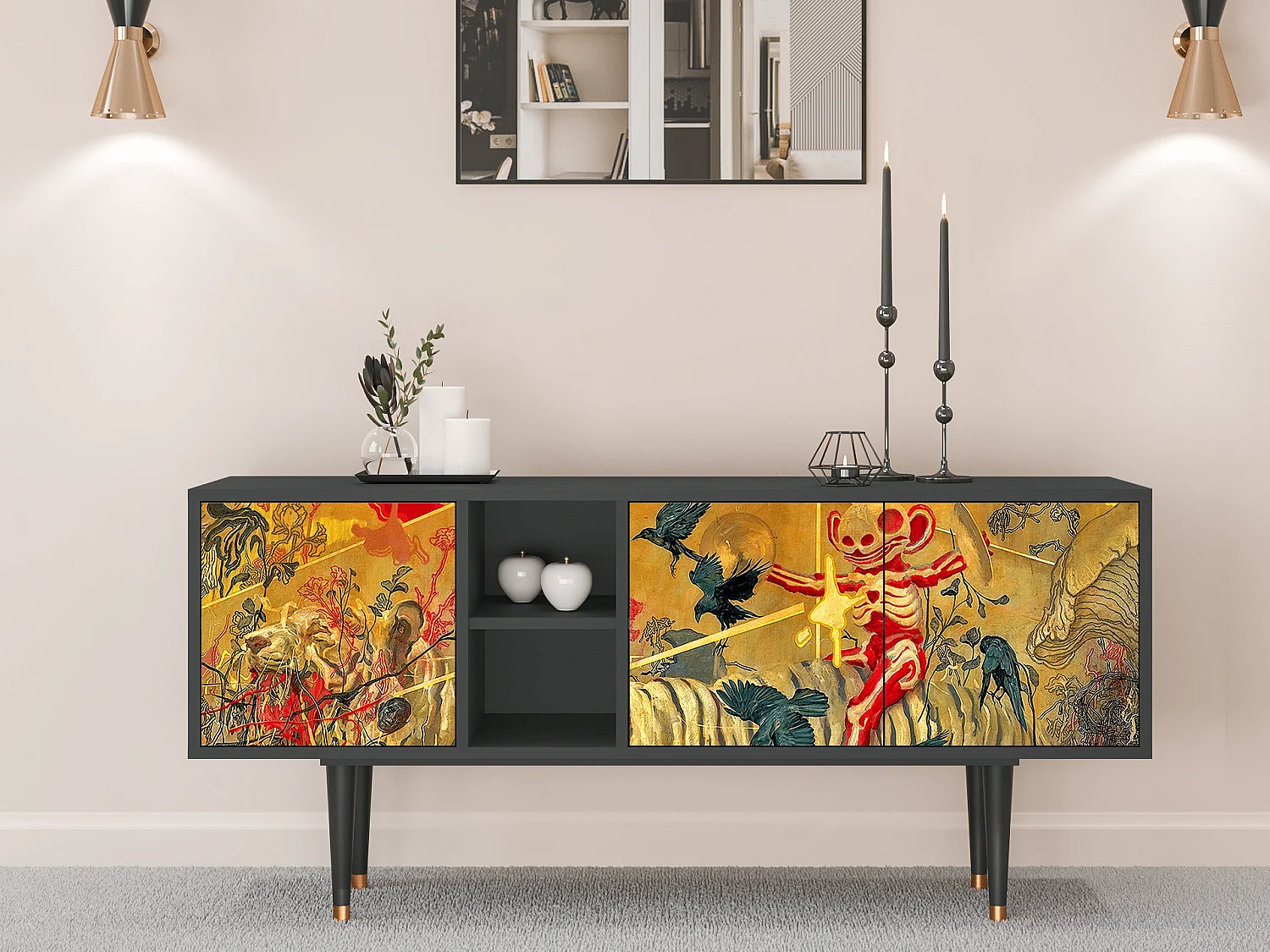 Meuble TV - 150х69х41 cm - T5 - Blood by James Jean, Anthracite