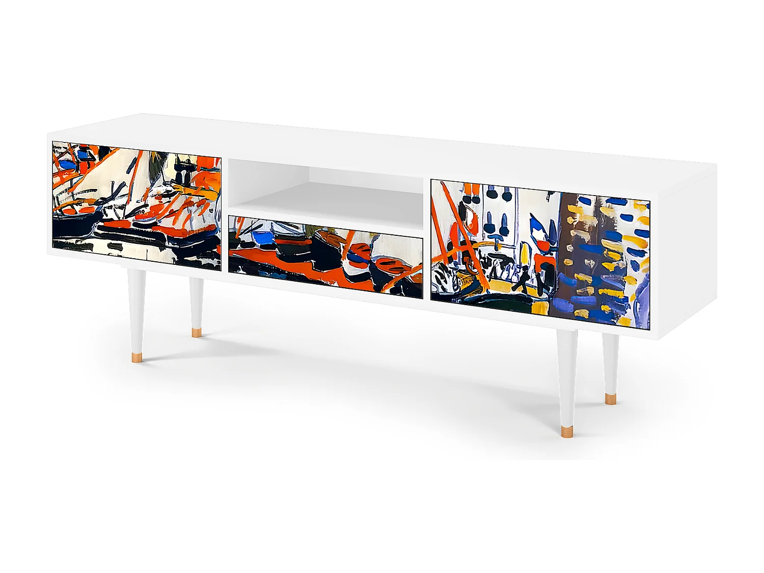 Meuble TV - 170х59х41 cm - T6 - Le Séchage des voiles , Blanc