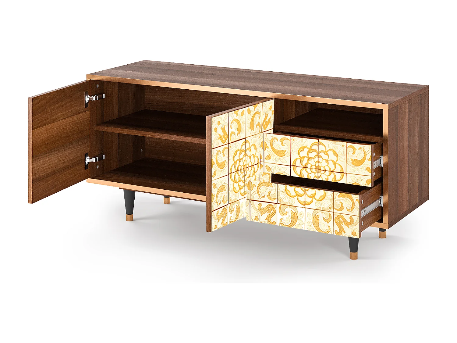 TV-Möbel - 125х56х41 cm - T7 - Sunshiny Tile, Walnuss