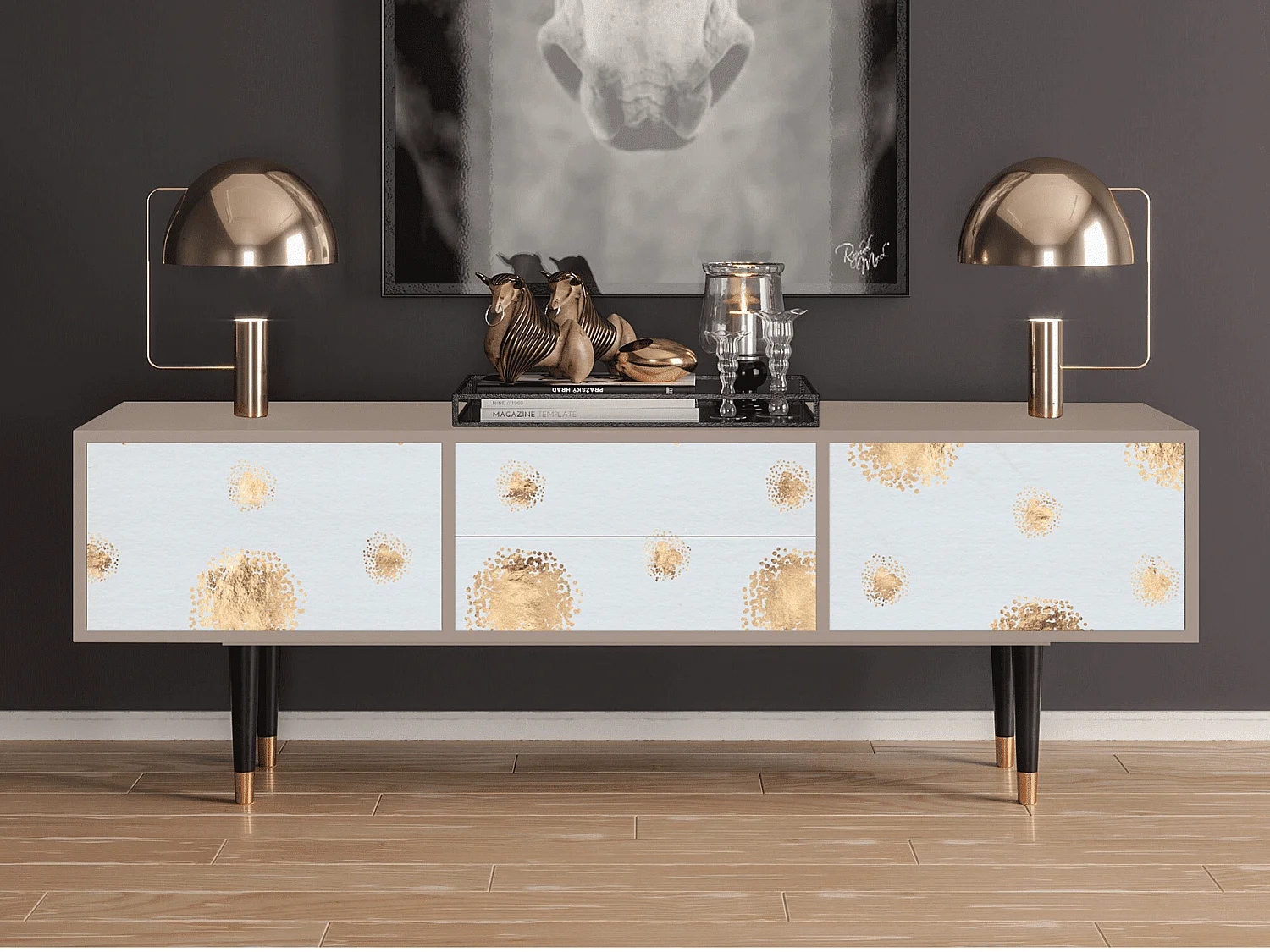 Szafka RTV - 170х59х48 cm - T4 - Sky Latte, Latte