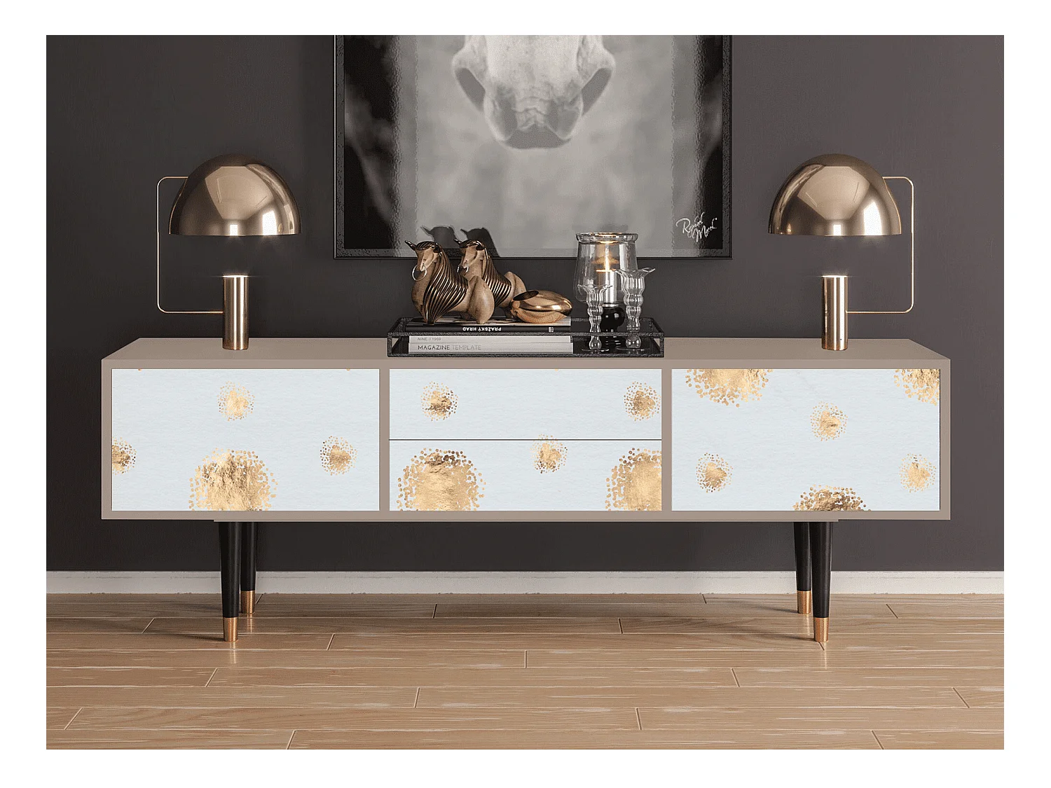 Szafka RTV - 170х59х48 cm - T4 - Sky Latte, Latte