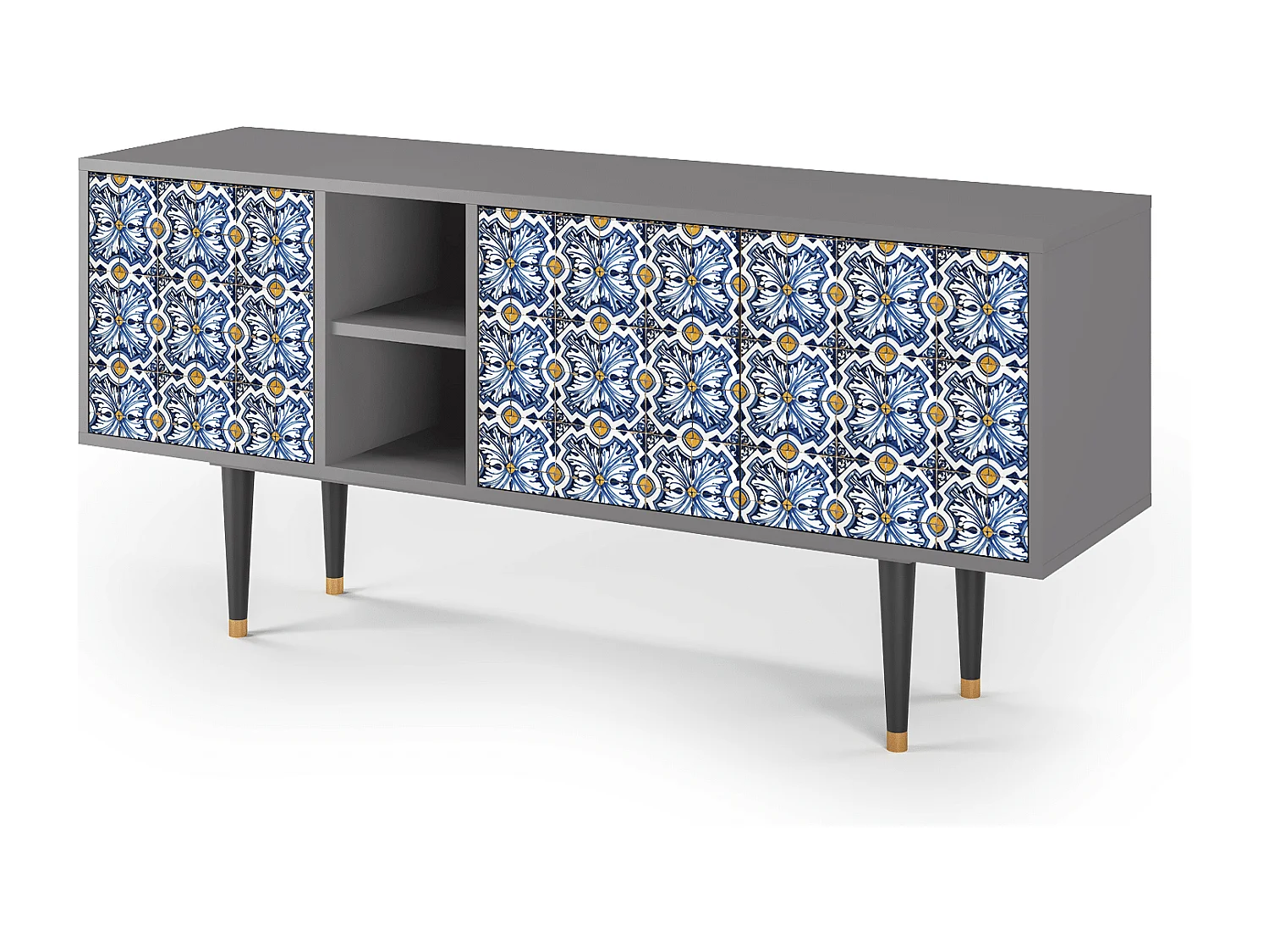 Mueble de TV - 150х69х41 cm - T5 - Lovely Cornflowers, Cinza