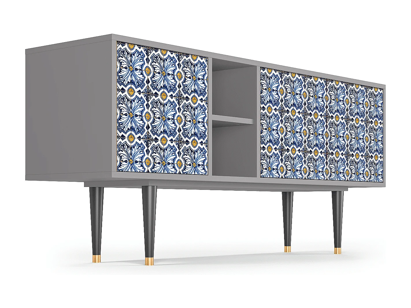 Mueble de TV - 150х69х41 cm - T5 - Lovely Cornflowers, Cinza