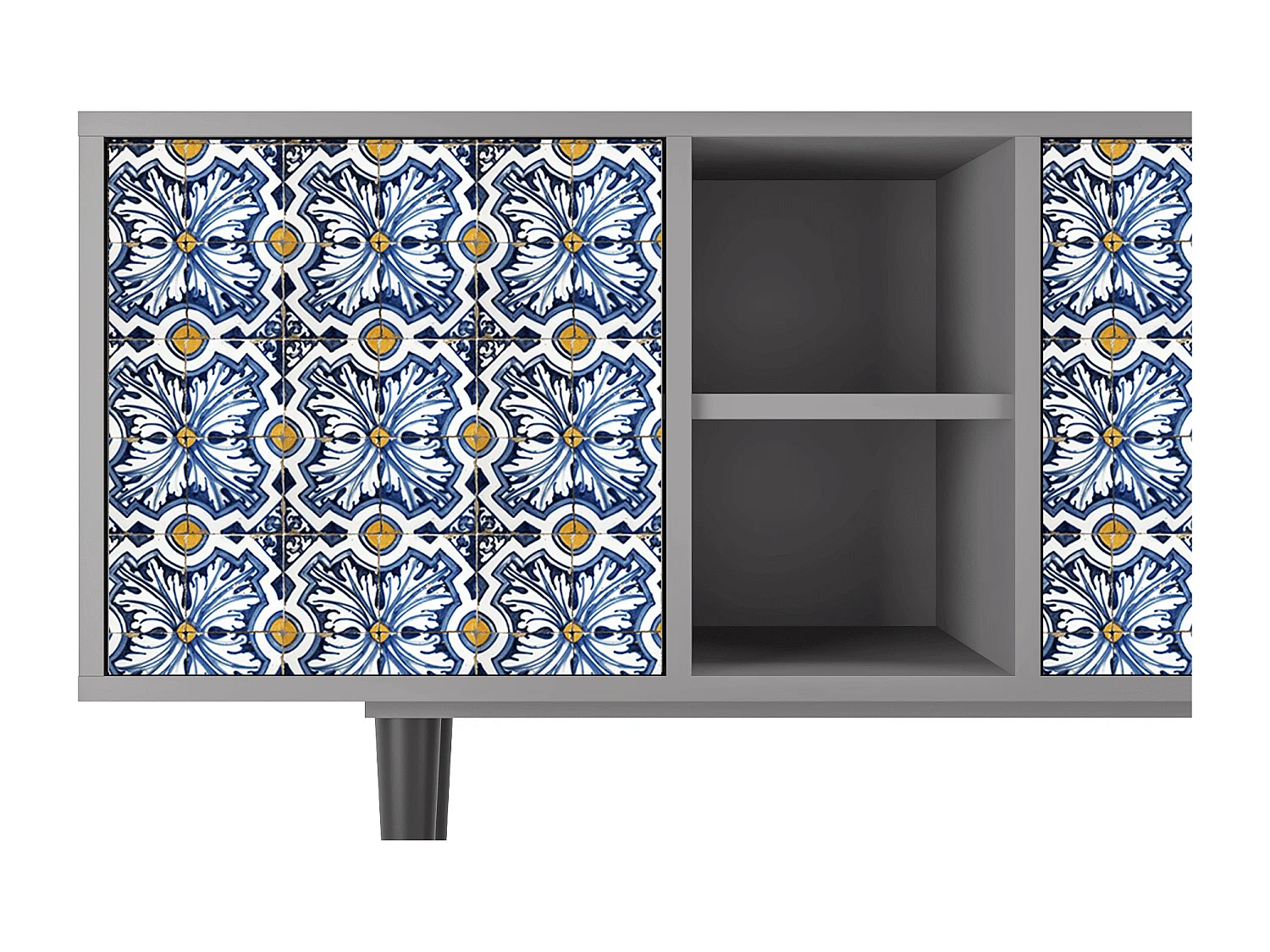 Mueble de TV - 150х69х41 cm - T5 - Lovely Cornflowers, Cinza