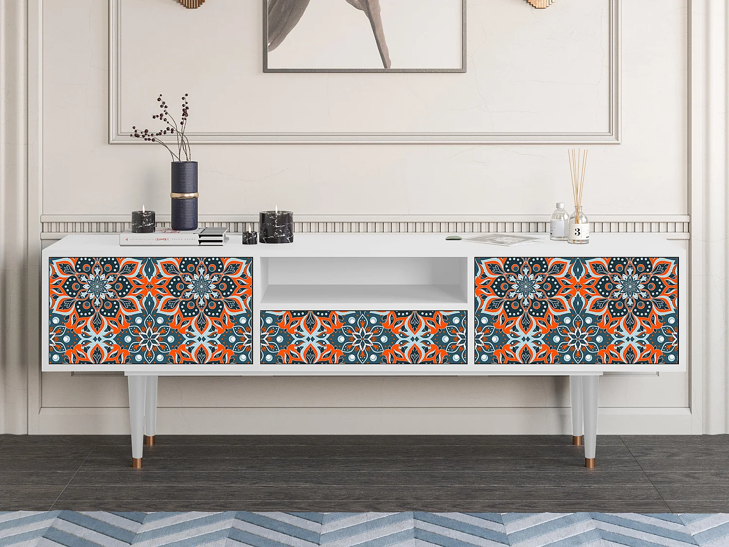 TV-meubel - 170х59х41 cm - T6 - Fire Beetle, Wit