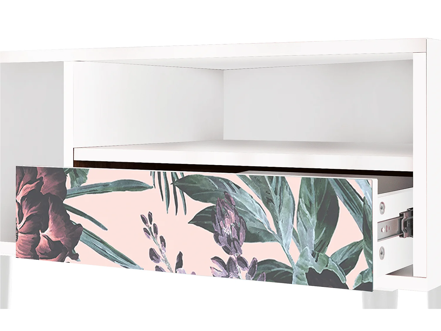 Mueble de TV - 115х59х48 cm - T3 - Peach Peonies, Branco