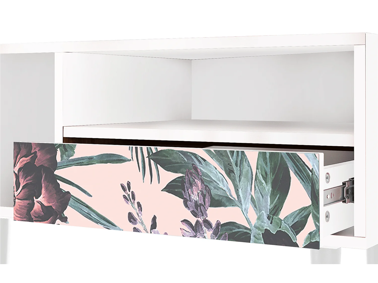 Mueble de TV - 115х59х48 cm - T3 - Peach Peonies, Blanco