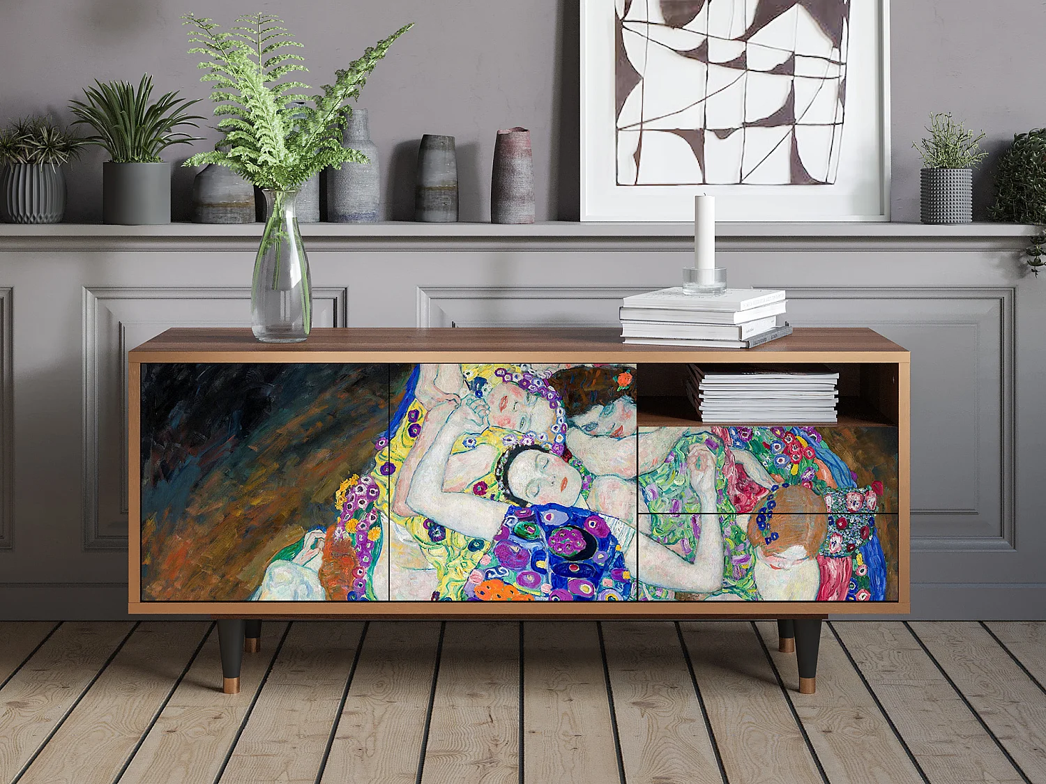 Meuble TV - 125х56х41 cm - T7 - The Maiden by Klimt, Noyer